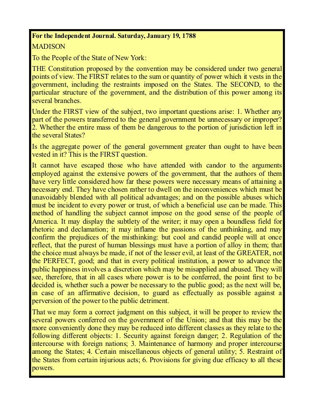 Federalist 45 summary picture