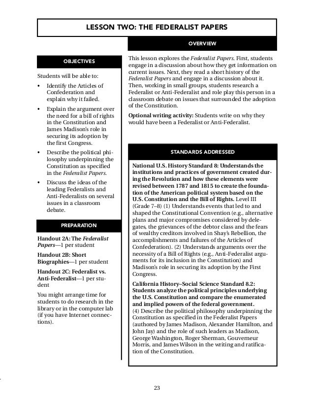 Federalist And Anti Federalist Comparison Chart