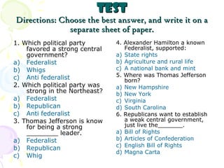 Federalists vs. Republicans | PPT