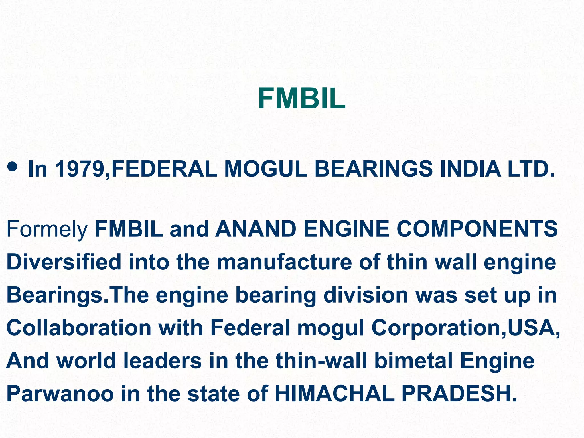 Federal mogul Bearing India limited PPT