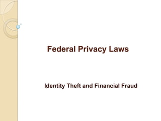 Federal Privacy Laws

Identity Theft and Financial Fraud

 