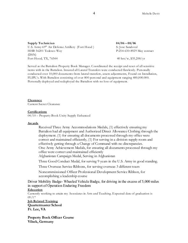 supply technician resumes