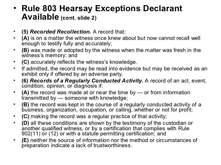 Hearsay Exceptions Chart