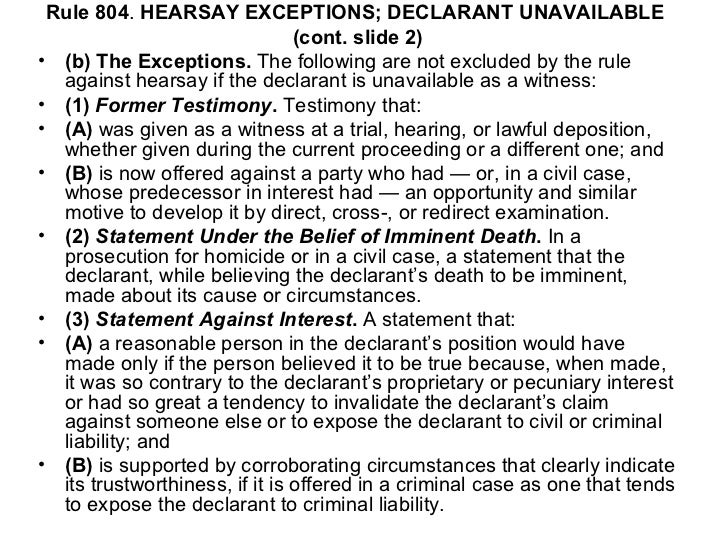 Hearsay Exceptions Chart