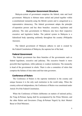 Federal system of government in malaysia Slide 6
