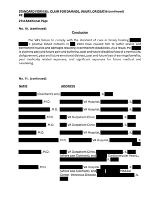 Sf95 Detailed Medical Malpractice Claim and Evidence Documentation | PDF