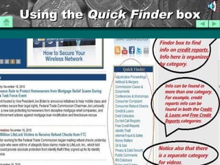 Using the  Quick   Finder  box 