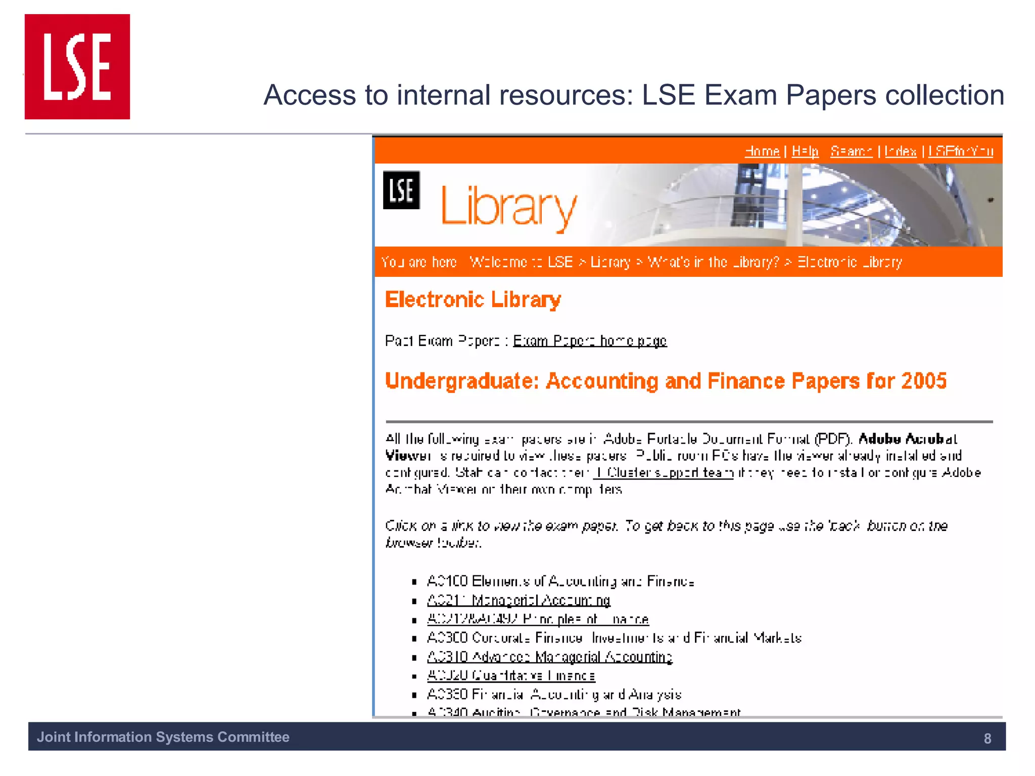 Access to internal resources: LSE Exam Papers collection 