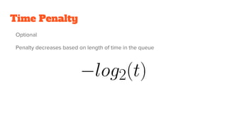 Time Penalty
Optional
Penalty decreases based on length of time in the queue
 