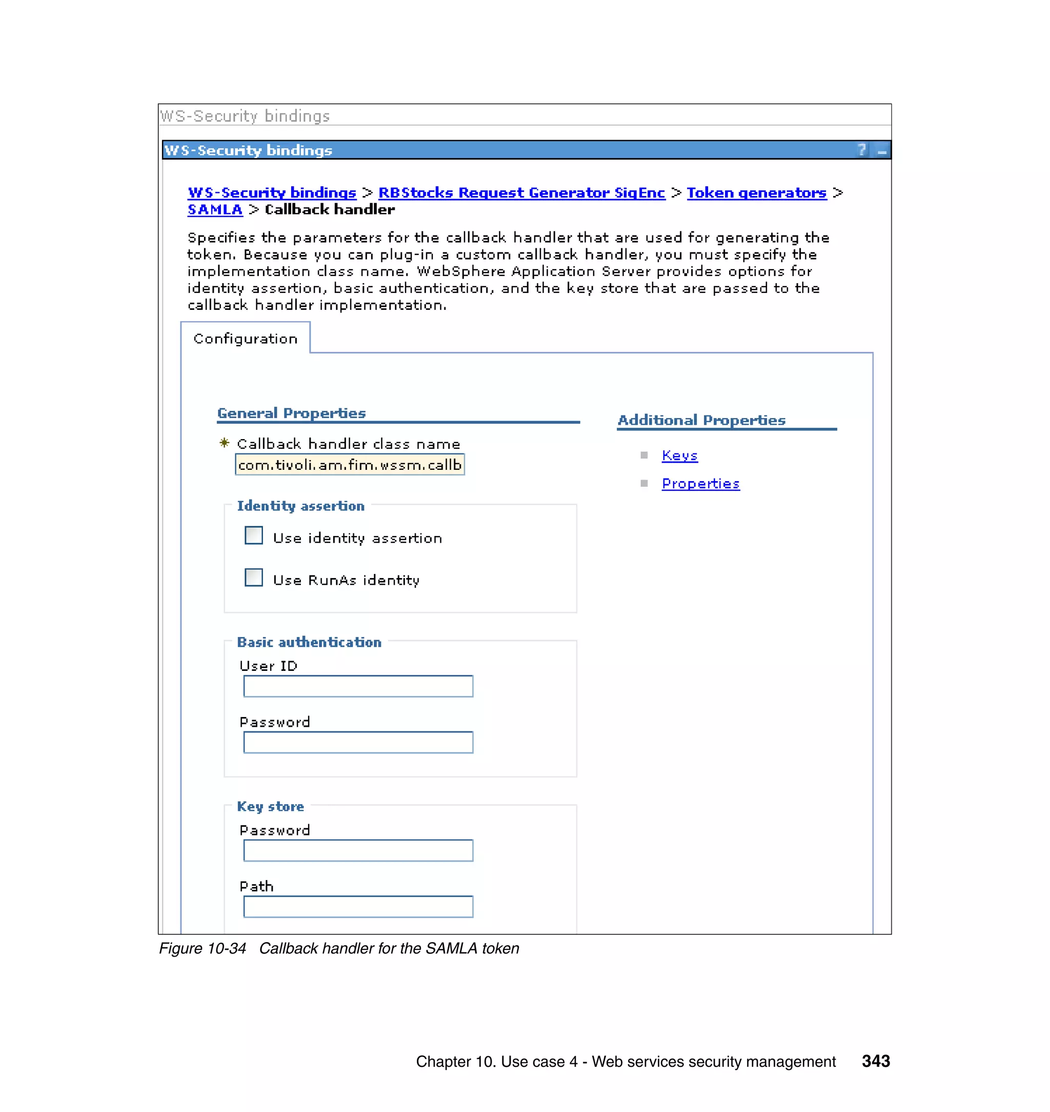 Figure 10-34 Callback handler for the SAMLA token




                                   Chapter 10. Use case 4 - Web services security management   343
 