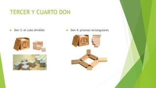 TERCER Y CUARTO DON
 Don 3: el cubo dividido  Don 4: prismas rectangulares
 