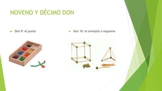 NOVENO Y DÉCIMO DON
 Don 9: el punto  Don 10: el armazón o esquema
 