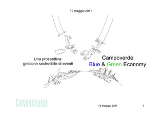 19 maggio 2011




      Una
      U prospettiva:
                  tti                        Campoverde
gestione sostenibile di eventi          Blue & Green Economy




                                             19 maggio 2011   1
 