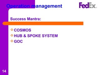 Operation management
Success Mantra:
COSMOS
HUB & SPOKE SYSTEM
GOC
14
 
