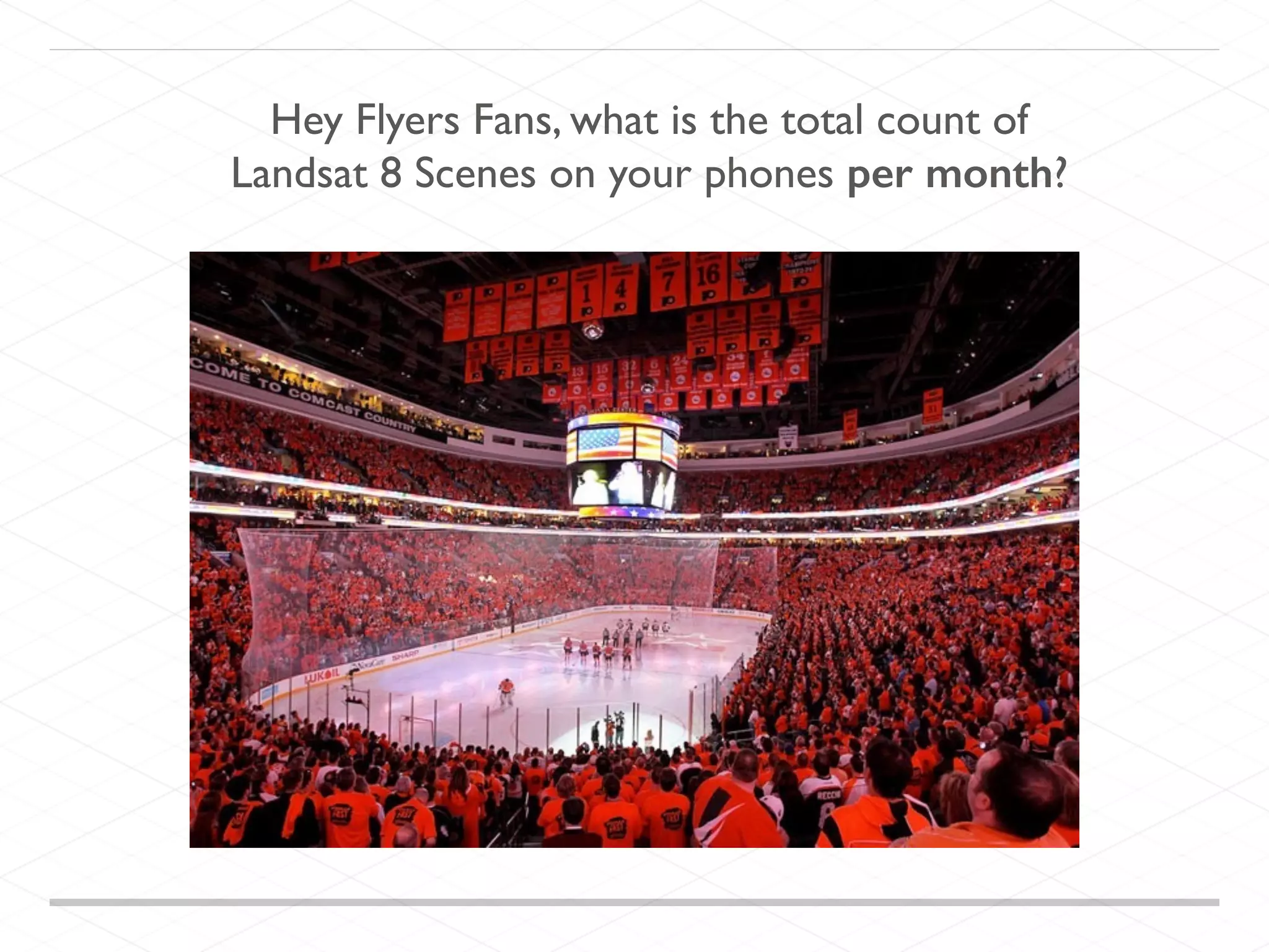 Hey Flyers Fans, what is the total count of
Landsat 8 Scenes on your phones per month?
 