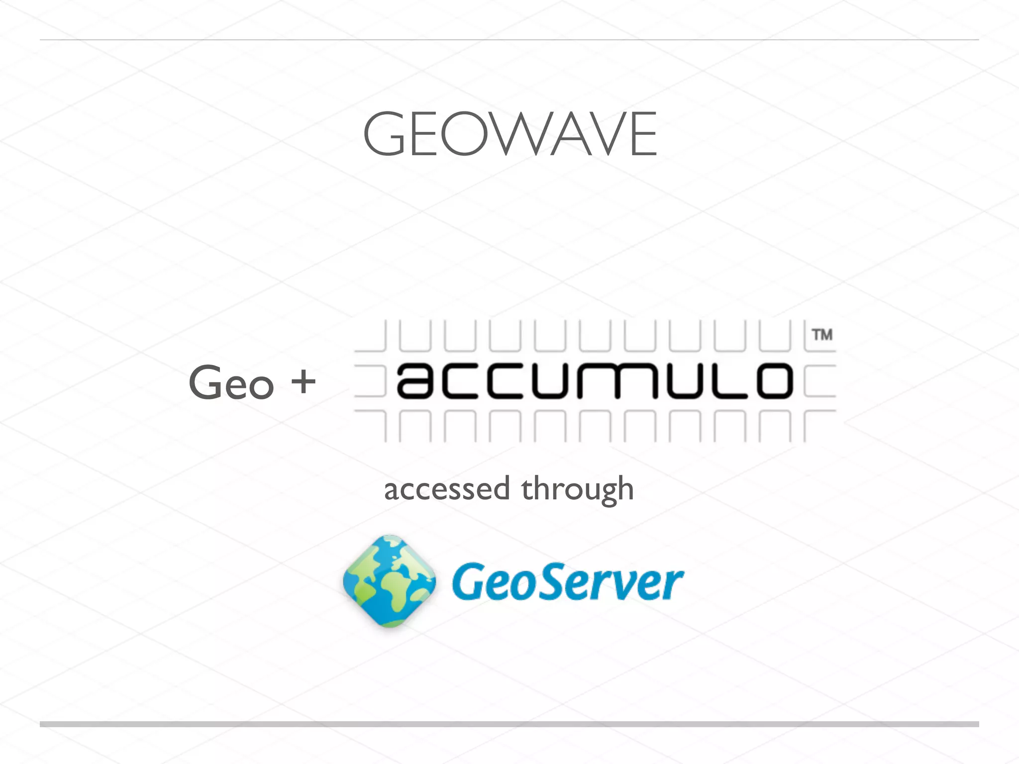 Geo +
accessed through
GEOWAVE
 