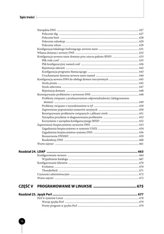 Spis treści


                   Narzędzia DNS .......................................................................................................................... 627
                      Polecenie dig ....................................................................................................................... 627
                      Polecenie host ..................................................................................................................... 628
                      Polecenie nslookup ............................................................................................................. 629
                      Polecenie whois ................................................................................................................... 629
                   Konfiguracja lokalnego buforującego serwera nazw ............................................................ 631
                   Własna domena i serwery DNS ............................................................................................... 632
                   Konfiguracja serwera nazw domeny przy użyciu pakietu BIND ....................................... 633
                      Plik rndc.conf ...................................................................................................................... 635
                      Plik konfiguracyjny named.conf ...................................................................................... 636
                      Rejestracja zdarzeń ............................................................................................................. 642
                      Konfiguracja programu tłumaczącego ............................................................................ 643
                      Uruchamianie demona serwera nazw named ................................................................ 644
                   Konfiguracja serwera DNS do obsługi domen rzeczywistych ............................................ 645
                      Strefa prosta ......................................................................................................................... 645
                      Strefa odwrotna ................................................................................................................... 647
                      Rejestracja domeny ............................................................................................................ 648
                   Rozwiązywanie problemów z serwerem DNS ....................................................................... 648
                      Problemy związane z przekazywaniem odpowiedzialności (delegowaniem
                        domen) .............................................................................................................................. 649
                      Problemy związane z wyszukiwaniem w tył ................................................................... 650
                      Zapewnienie poprawności numerów seryjnych ............................................................ 650
                      Rozwiązywanie problemów związanych z plikami strefy ............................................. 651
                      Narzędzia przydatne w diagnozowaniu problemów ..................................................... 652
                      Korzystanie z narzędzia konfiguracyjnego BIND ......................................................... 652
                   Zapewnienie bezpieczeństwa serwerów DNS ....................................................................... 653
                      Zagadnienia bezpieczeństwa w systemie UNIX ............................................................. 654
                      Zagadnienia bezpieczeństwa systemu DNS .................................................................... 656
                      Rozszerzenia DNSSEC ....................................................................................................... 659
                      Rozdzielony DNS ............................................................................................................... 660
                   Warto zajrzeć ............................................................................................................................. 661

Rozdział 24. LDAP ........................................................................................................... 663
                   Konfigurowanie serwera .......................................................................................................... 664
                      Wypełnianie katalogu ........................................................................................................ 667
                   Konfigurowanie klientów ......................................................................................................... 670
                      Evolution .............................................................................................................................. 670
                      Thunderbird ........................................................................................................................ 671
                   Czynności administracyjne ...................................................................................................... 672
                   Warto zajrzeć ............................................................................................................................. 672

CZĘŚĆ V            PROGRAMOWANIE W LINUKSIE .......................................... 675
Rozdział 25. Język Perl .................................................................................................... 677
                   Perl w systemie Linux ............................................................................................................... 678
                       Wersje języka Perl .............................................................................................................. 679
                       Prosty program w języku Perl ........................................................................................... 679




 16
 