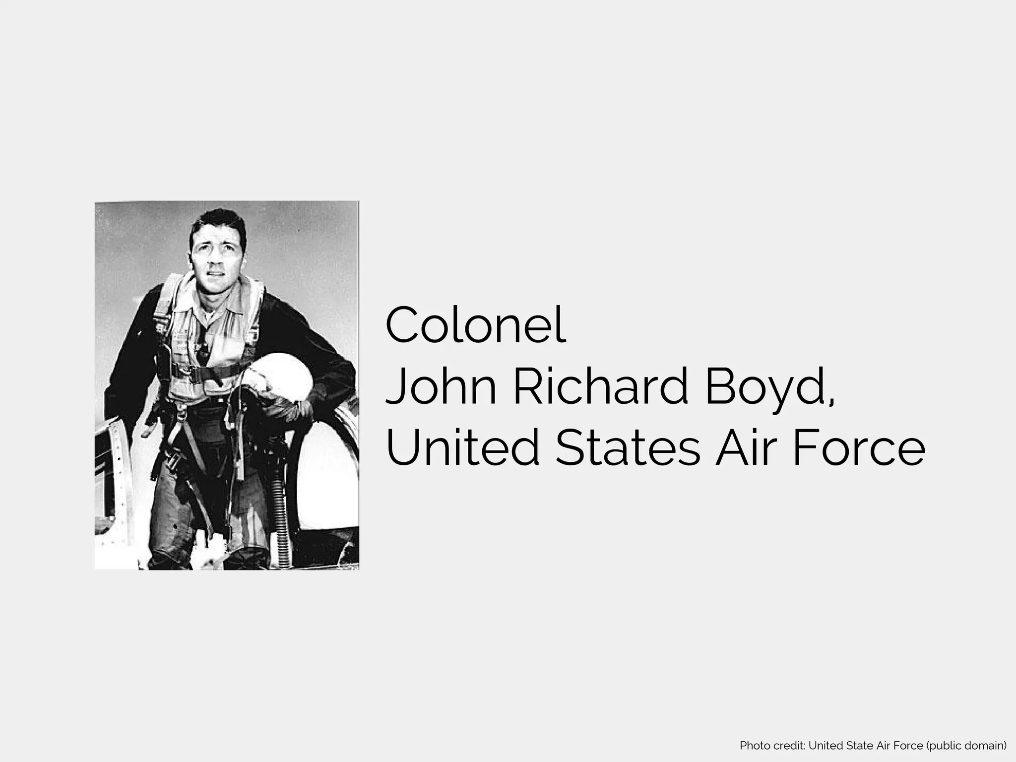 Colonel
John Richard Boyd,
United States Air Force
Photo credit: United State Air Force (public domain)
 