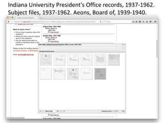 Indiana University President's Office records, 1937-1962.
Subject files, 1937-1962. Aeons, Board of, 1939-1940.
 