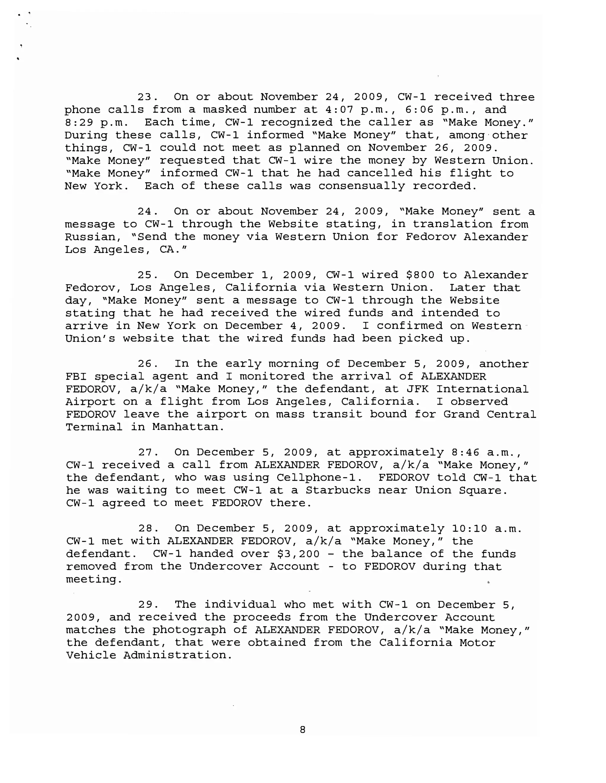 Fedorov, alexander complaint