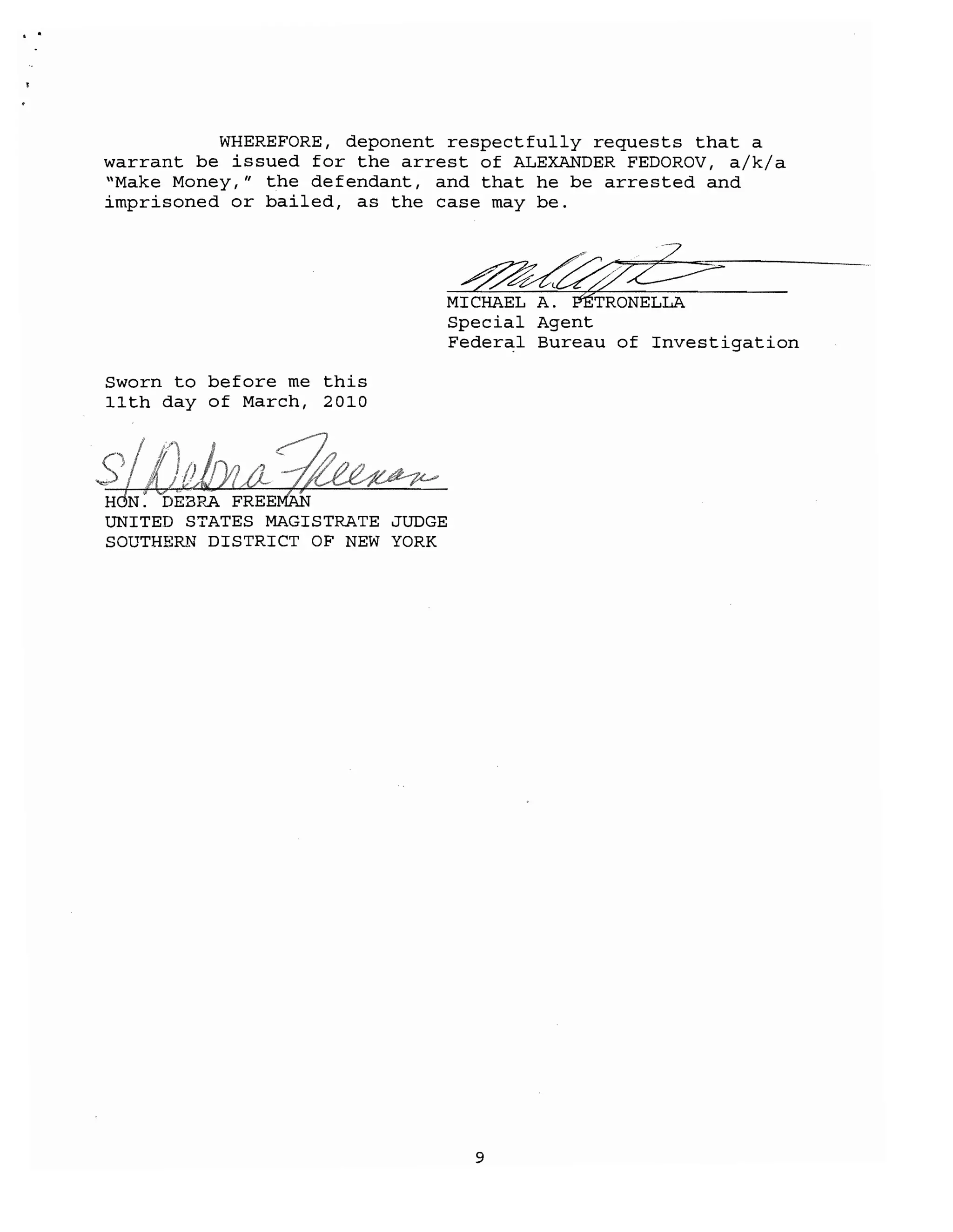 Fedorov, alexander complaint