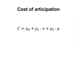 Cost of articipation
𝐶 = 𝜌0 + 𝜌1 ∙ 𝑥 + 𝜌2 ∙ 𝜇
 