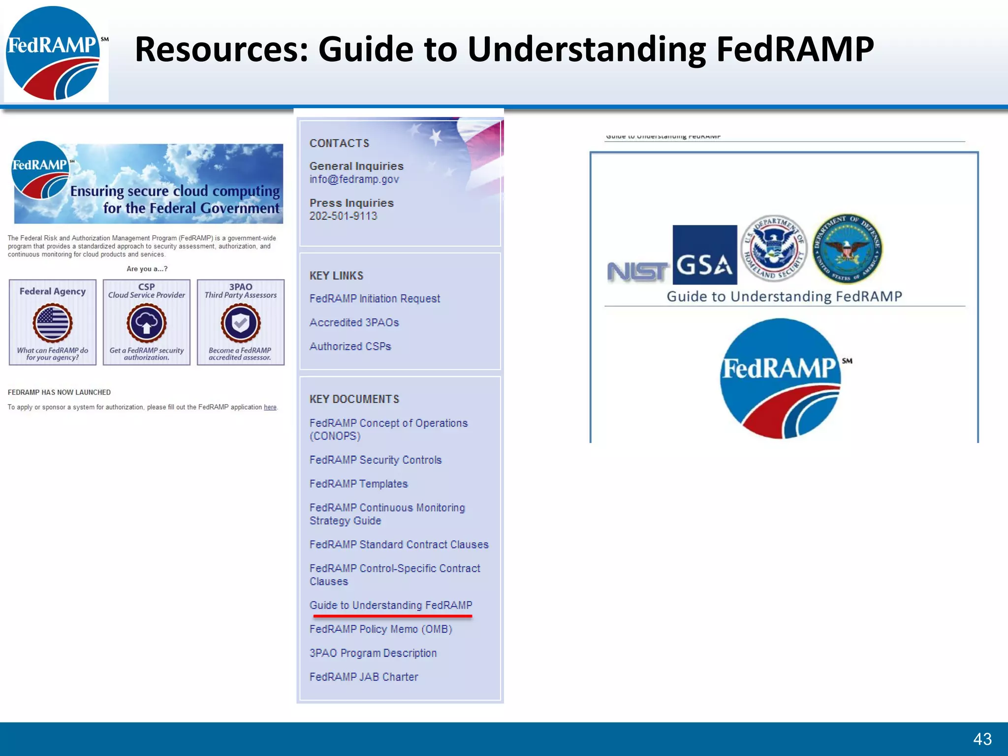 Resources: Guide to Understanding FedRAMP




                                            43
 