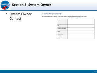 Section 3 -System Owner

• System Owner
  Contact




                             14
 