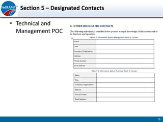 Section 5 – Designated Contacts

• Technical and
  Management POC




                                     15
 