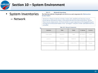 Section 10 – System Environment

• System Inventories
  – Network




                                     25
 