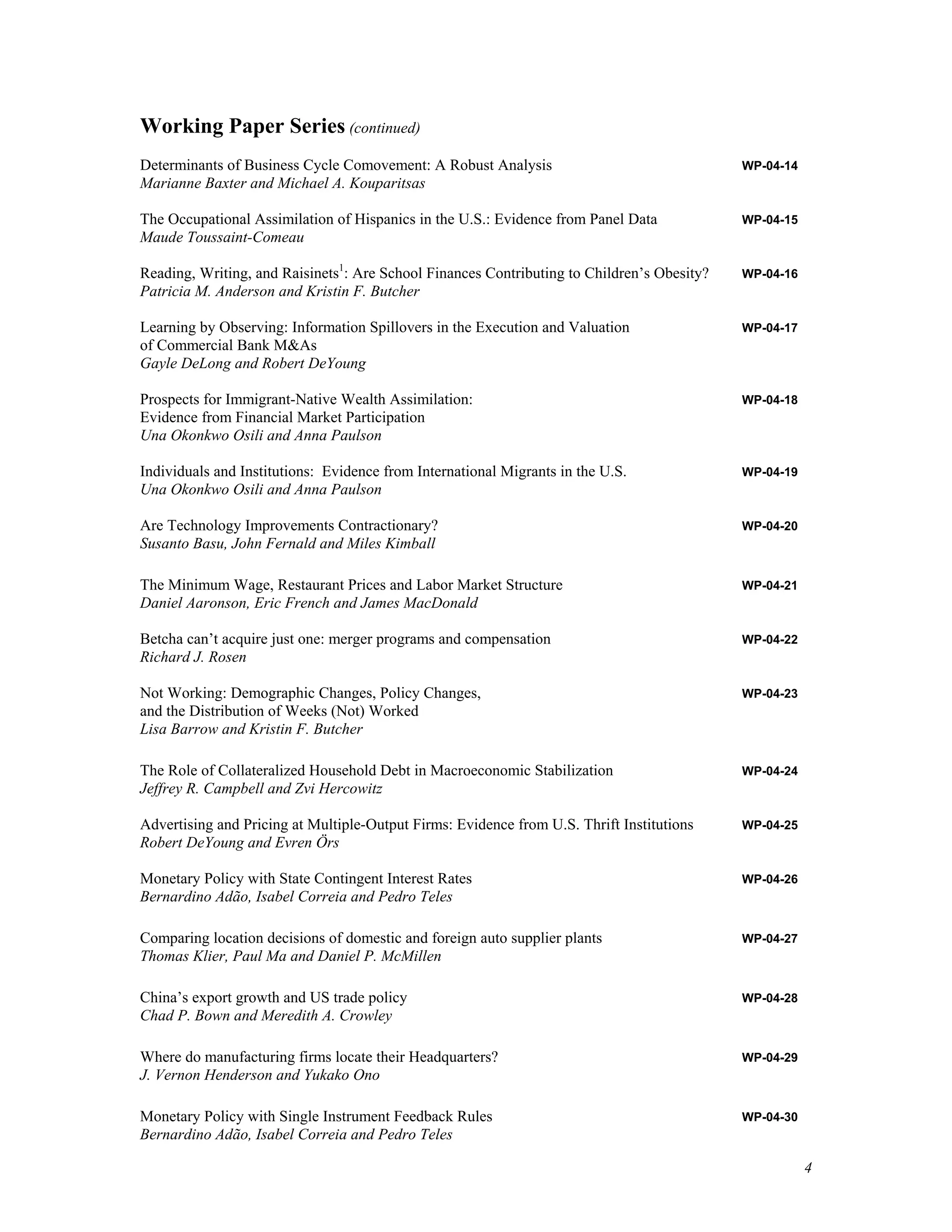 Fed Reserve Study 2006