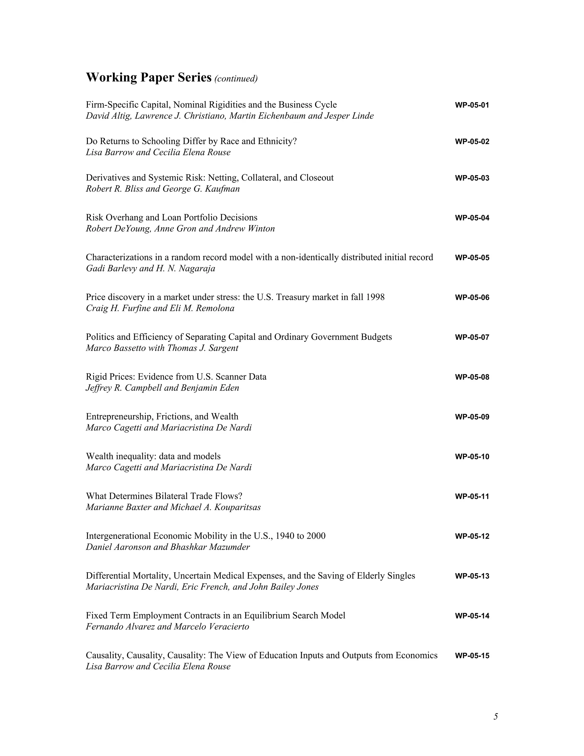 Fed Reserve Study 2006