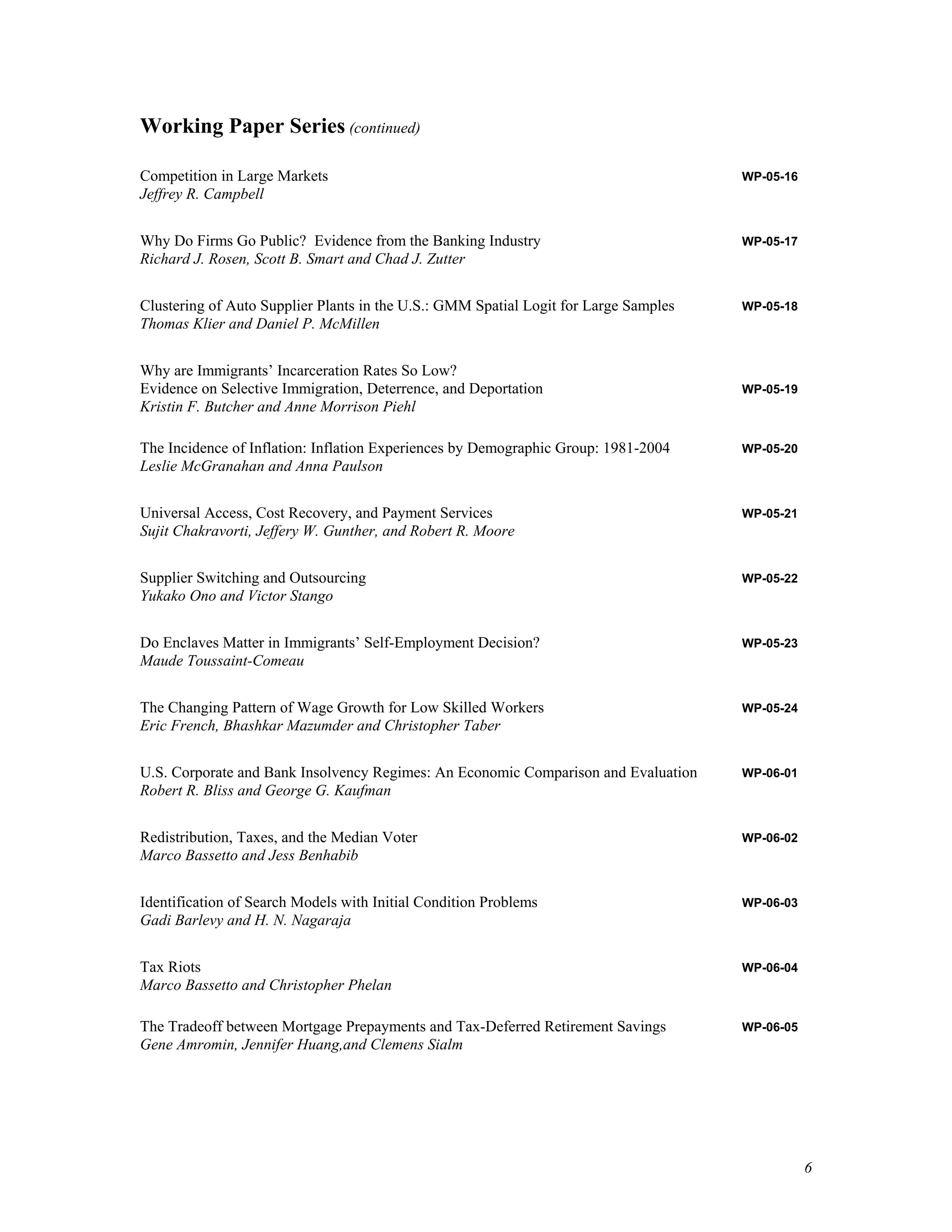 Fed Reserve Study 2006