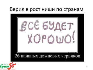 Верил в рост ниши по странам 
19 
 