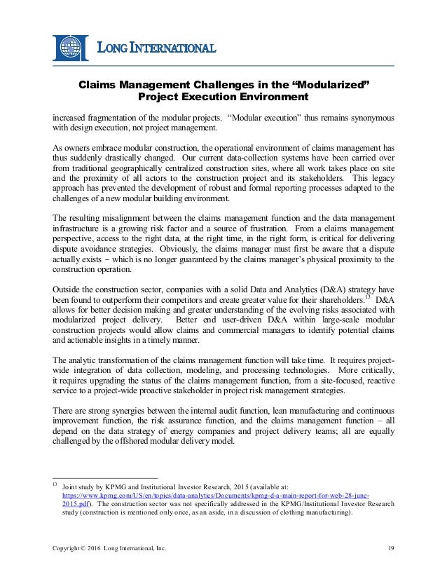 Claims Management Challenges In The Modularized Construction Environm