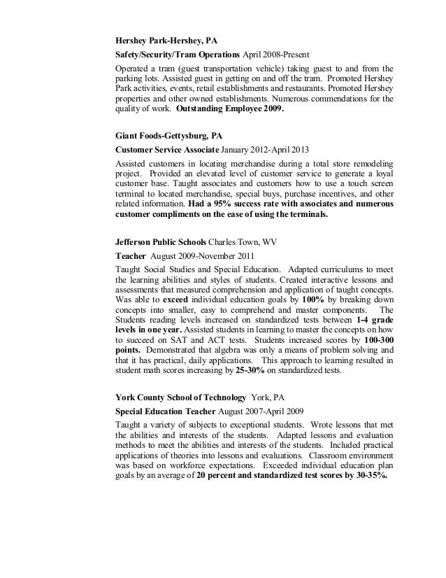 resume for customer service associate