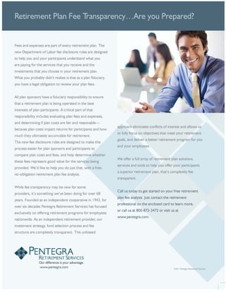 Retirement Plan Fee Transparency...Are You Prepared? (A guide for credit unions) | Pentegra