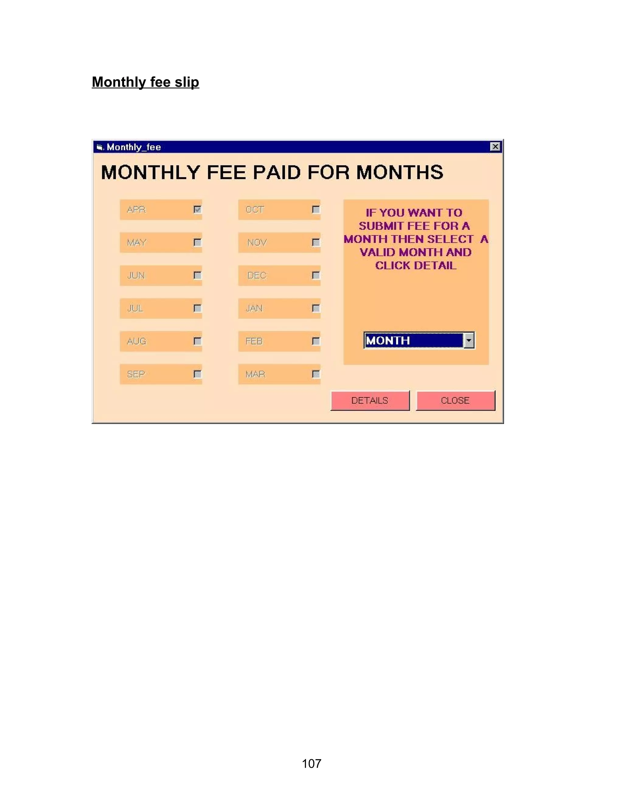 Monthly fee slip
107
 