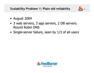 Scalability Problem 1: Plain old reliability        4




• August 2004
• 3 web servers, 3 app servers, 2 DB servers.
  Ro...