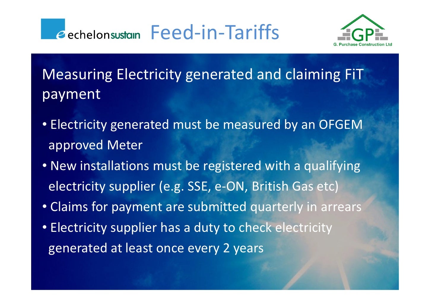 Feedin tariff process Feedin tariff process