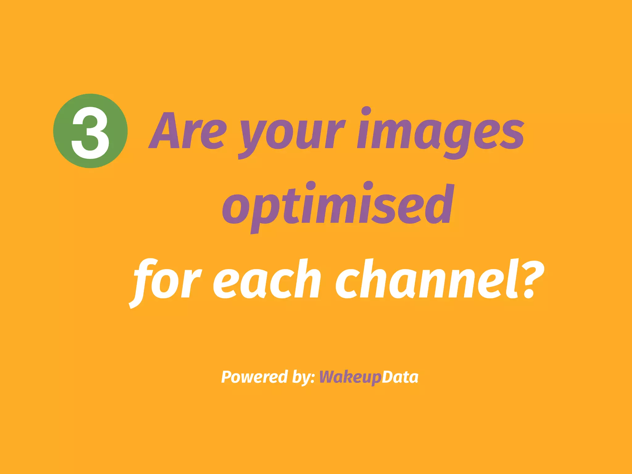 Powered by: WakeupData
3 Are your images
optimised
for each channel?
 