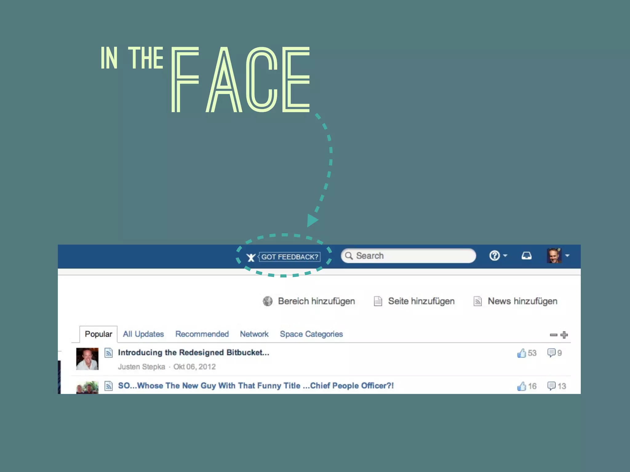 in the
         Face
 