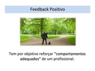 Feedback Positivo




Tem por objetivo reforçar “comportamentos
     adequados” de um profissional.
 