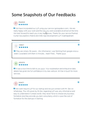 Some Snapshots of Our Feedbacks
 