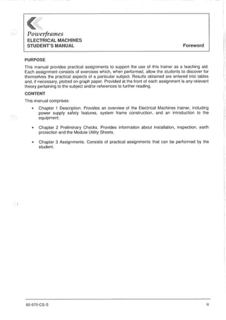 FeedBack Powerframes Electrical Machines Student's Manual | PDF