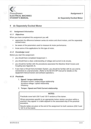 FeedBack Powerframes Electrical Machines Student's Manual | PDF
