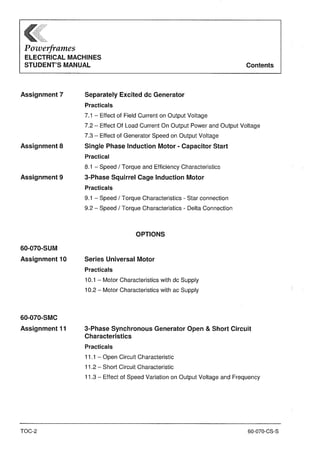 FeedBack Powerframes Electrical Machines Student's Manual | PDF