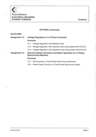 FeedBack Powerframes Electrical Machines Student's Manual | PDF