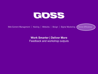 Work Smarter | Deliver More Feedback and workshop outputs 