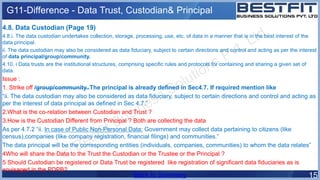 G11-Difference - Data Trust, Custodian& Principal
4.8. Data Custodian (Page 19)
4.8.i. The data custodian undertakes colle...